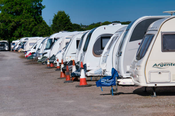 Caravans being stored at Trethiggey Holiday Park in Cornwall
