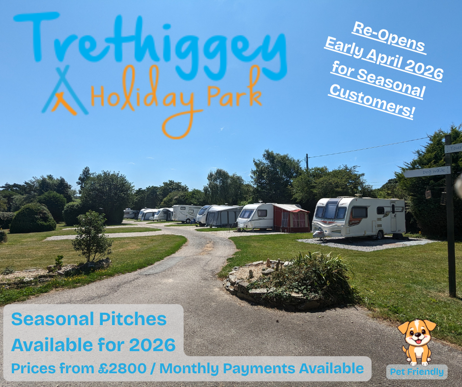 Seasonal pitches in Newquay Cornwall, Trethiggey, Campsite, touring park