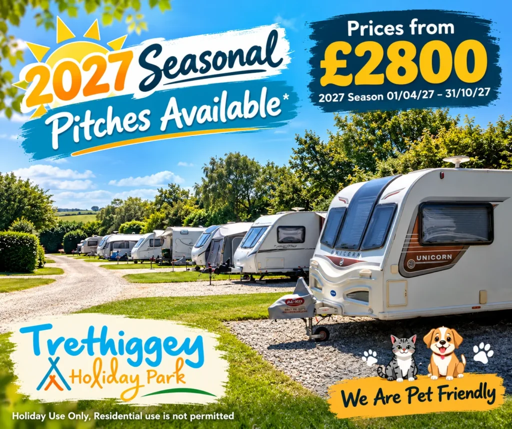 Seasonal pitches in Newquay Cornwall, Trethiggey, Campsite, touring park
